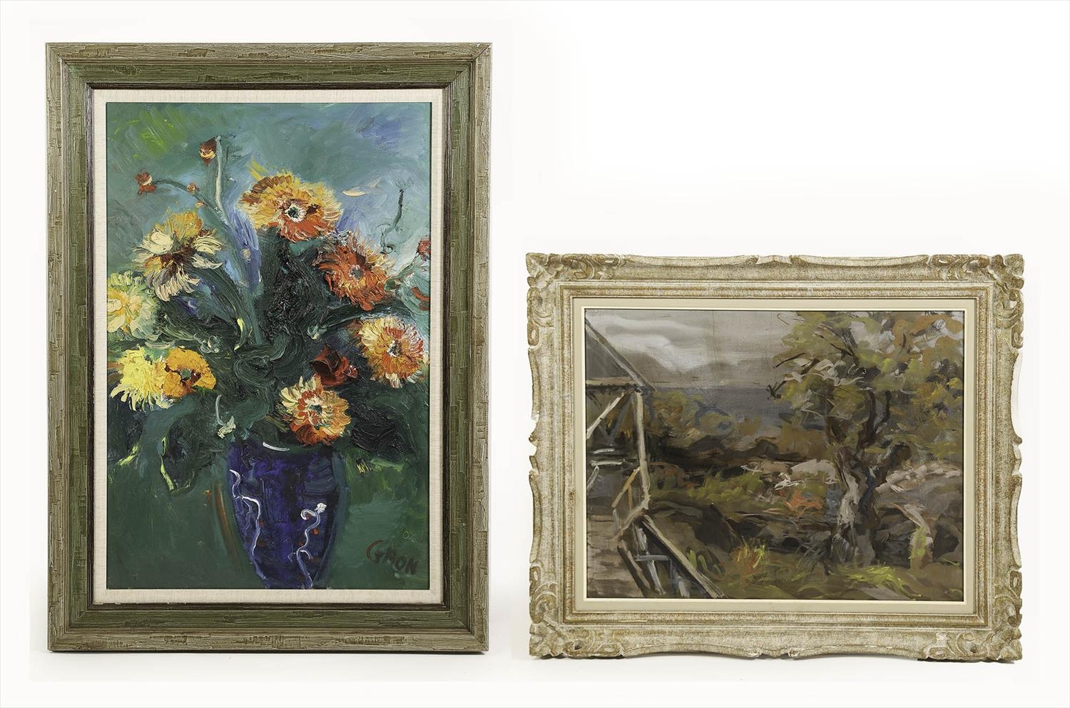 Artwork by Ole Grøn, Still Life of Flowers, Made of Acrylic on Canvas