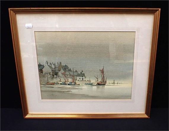 George Allen | GEORGE ALLEN: SAILING BARGES AT LOW TIDE | MutualArt