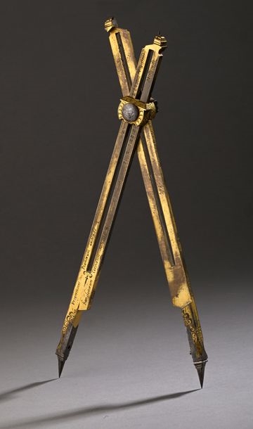 French School, 17th Century | Gilded brass reduction compass with steel ...