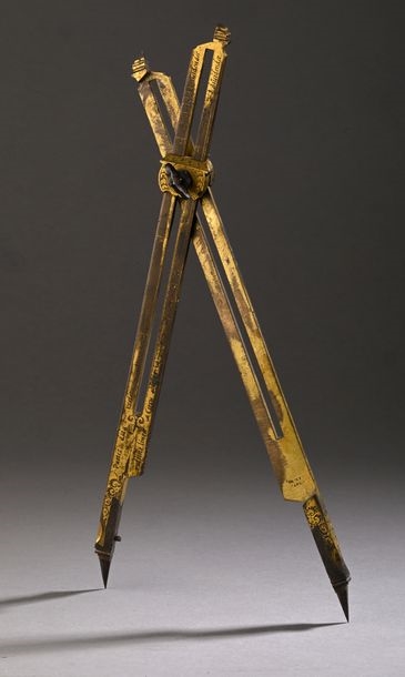 French School, 17th Century | Gilded brass reduction compass with steel ...