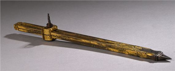 French School, 17th Century | Gilded brass reduction compass with steel ...