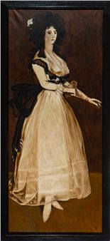 Luis PINTO COELHO (1942-2001) Figura feminina Óleo sobre tela Dim. aprox.: 191 x 80 cm. - Luís Pinto Coelho