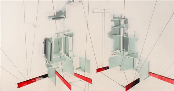 Manuel CAEIRO (n.1975) "Ensaio para 2 volumes" Acrílico sobre tela Dim. aprox: 110 x 210 cm. by Manuel Caeiro, 2017