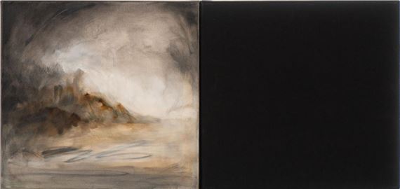 Michael BIBERSTEIN (1948-2013) "Small Double Landscape" Díptico, óleo sobre tela e tecido sobre grade Dim. total. aprox.: 36 x 76 cm. by Michael Biberstein, 1999