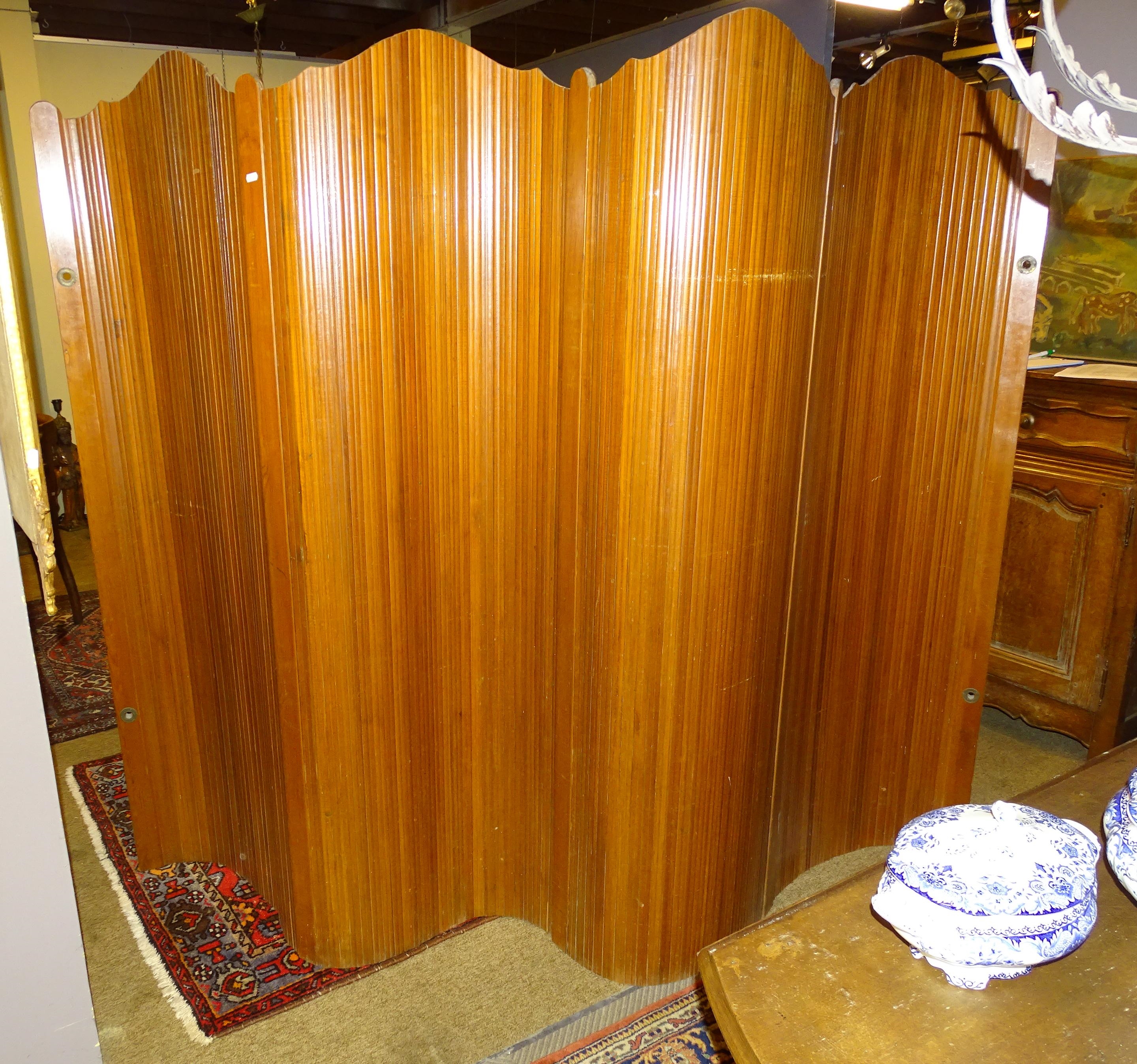 Artwork by Jomain Baumann, Meuble : Paravent enroulable à lamelles de bois (traces usures) circa 1950 attribué BAUMANN Jomain, Made of wood