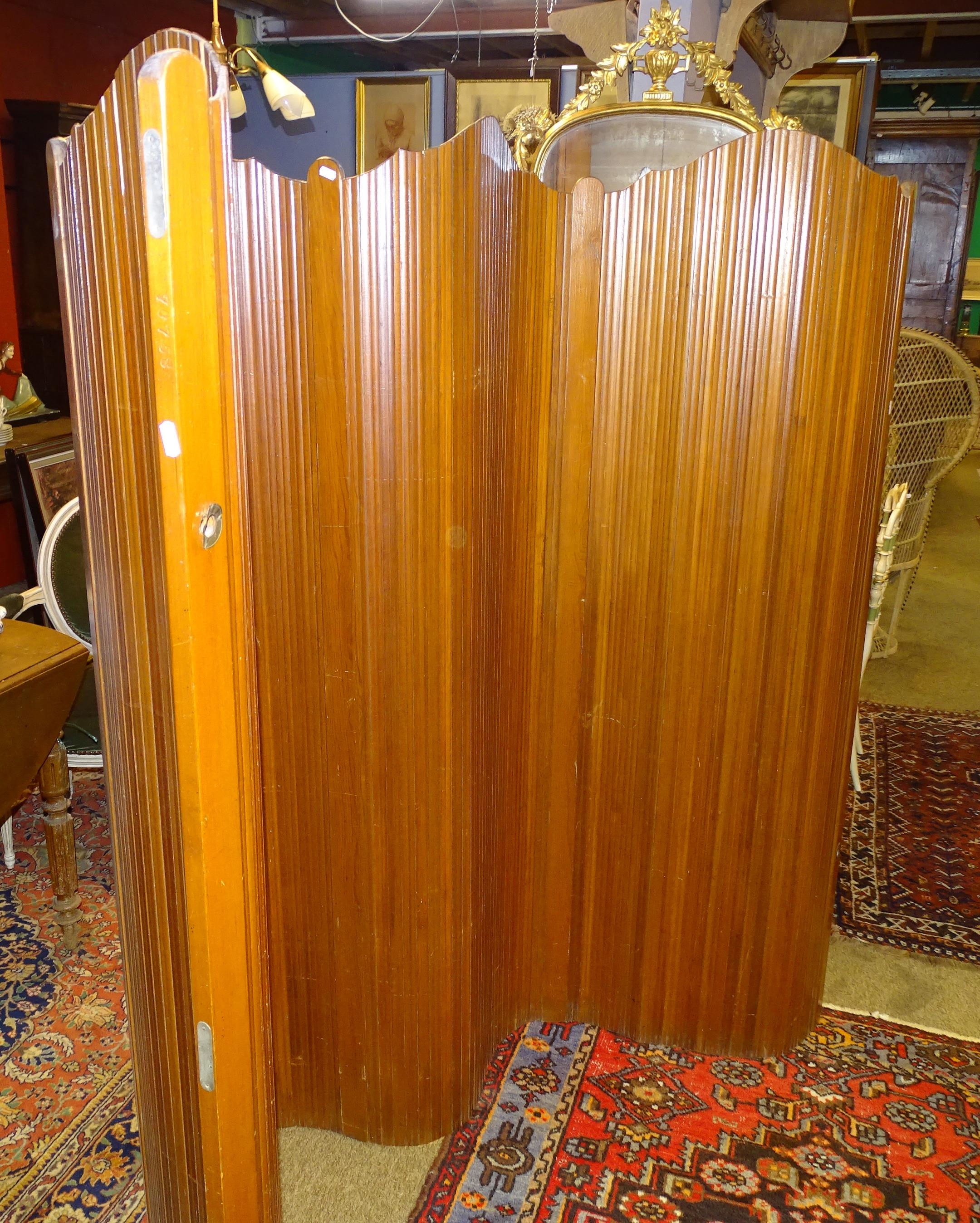 Artwork by Jomain Baumann, Meuble : Paravent enroulable à lamelles de bois (traces usures) circa 1950 attribué BAUMANN Jomain, Made of wood