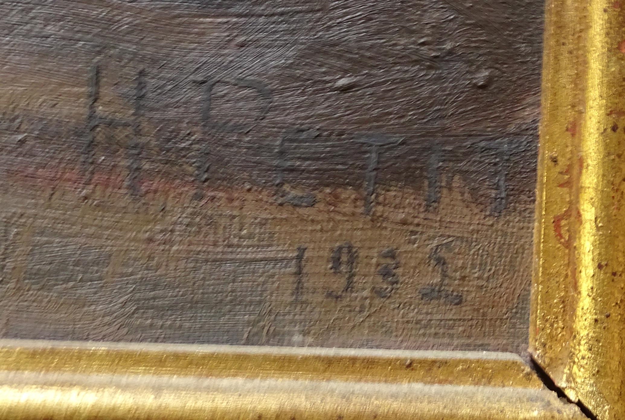 Artwork by Henri Petit, Rue de village animé, Made of oil on canvas