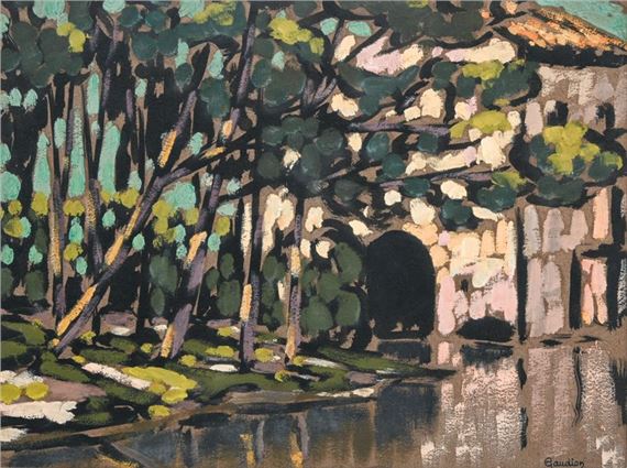 House on the banks of a river by Georges Gaudion