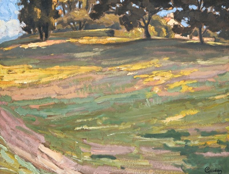Artwork by Georges Gaudion, The park, Made of Oil on paper