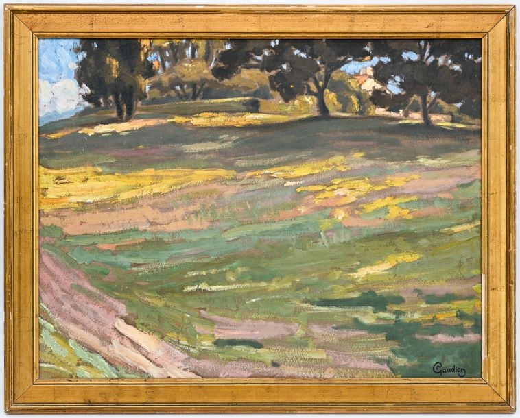 Artwork by Georges Gaudion, The park, Made of Oil on paper