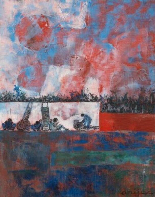 Artwork by Arijac, Abstract Farming Scene, Harry Jacques Arijac, Made of Oil on canvas