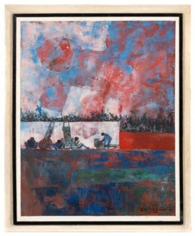 Artwork by Arijac, Abstract Farming Scene, Harry Jacques Arijac, Made of Oil on canvas