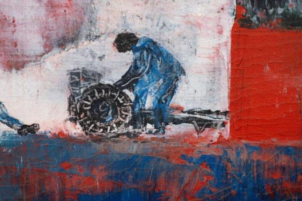 Artwork by Arijac, Abstract Farming Scene, Harry Jacques Arijac, Made of Oil on canvas