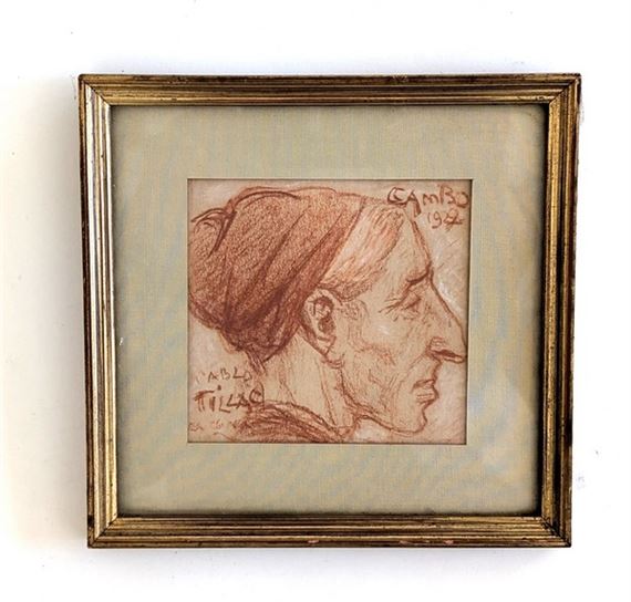 Pablo Tillac | Profil de femme basque au turban, 1929 Sanguine et ...