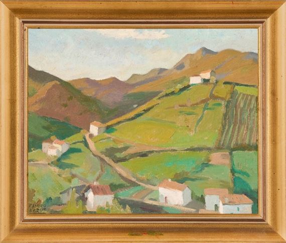 Ramiro Arrue | Collines et maisons en Pays Basque Huile sur isorel ...