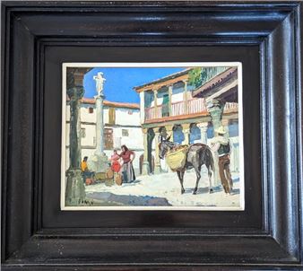 Village d'Estremadura  signée en bas à gauche. Signée et titrée au dos - Paul Baze