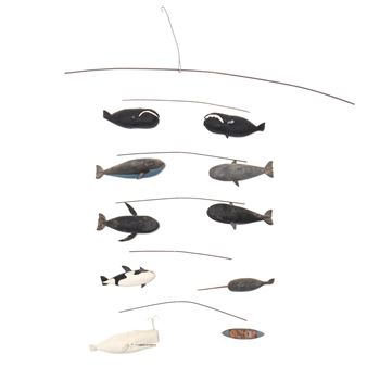 Folk Carved Mobile of Whales - Irving Briggs