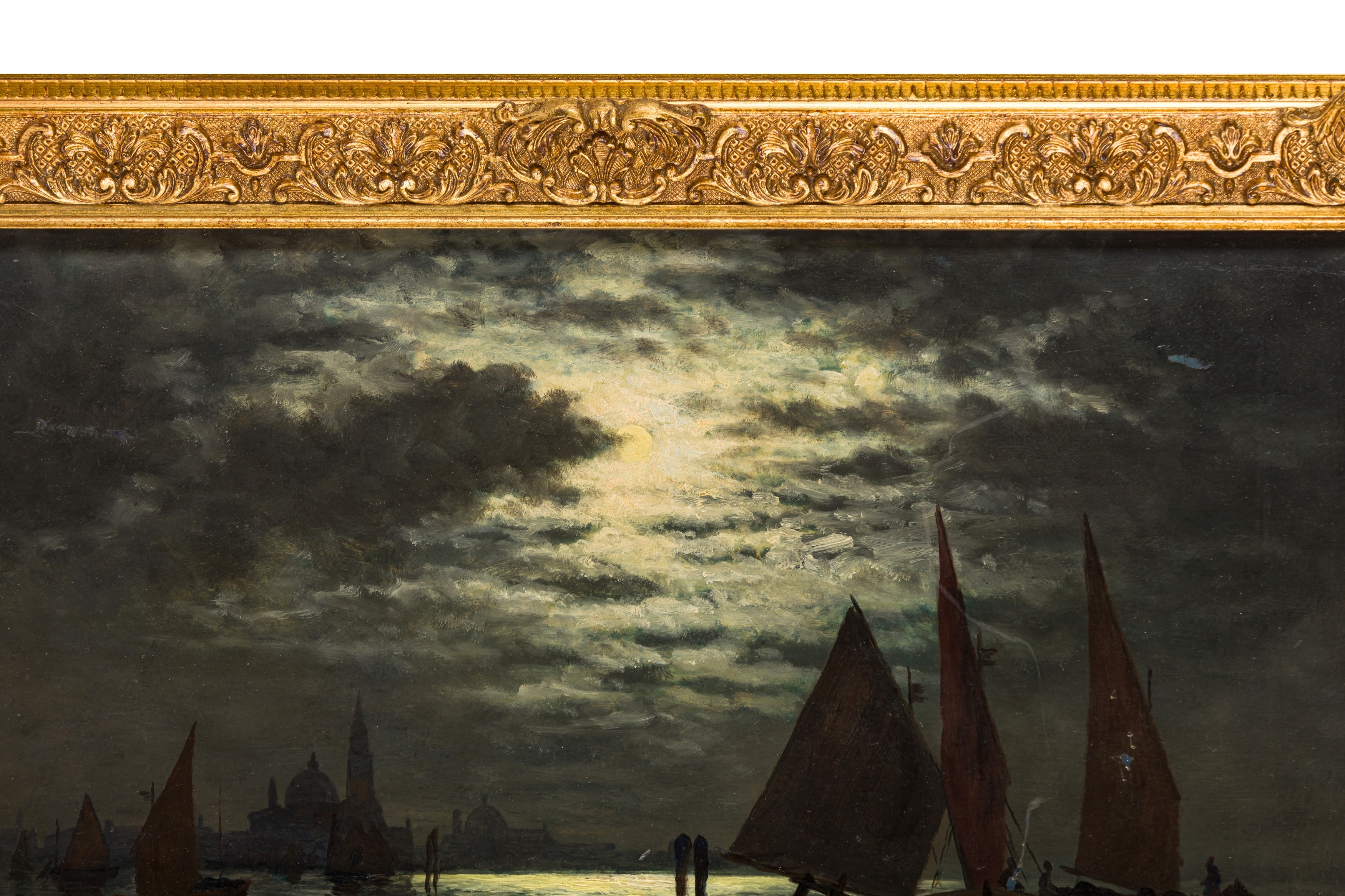 Artwork by Louis Hubbard Grimshaw, Nocturnal shipping scene, Made of oil on panel