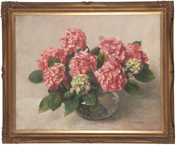 Frans David Oerder (Dutch 1867-1944) STILL LIFE OF PINK HYDRANGEAS by Frans Oerder