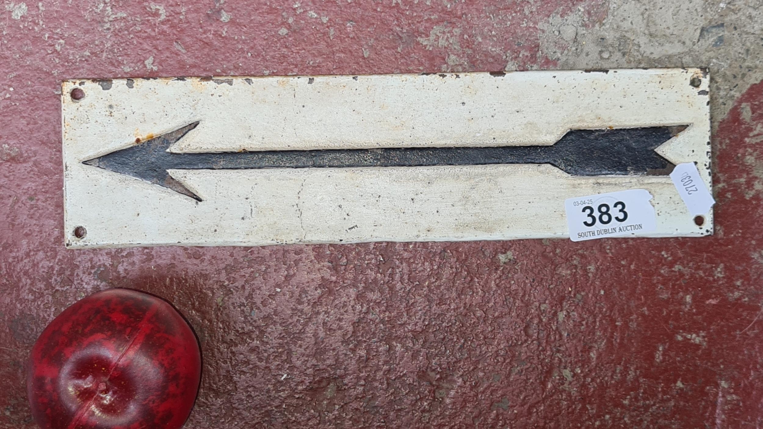 Unknown | A painted cast iron metal wall directional arrow sign | MutualArt