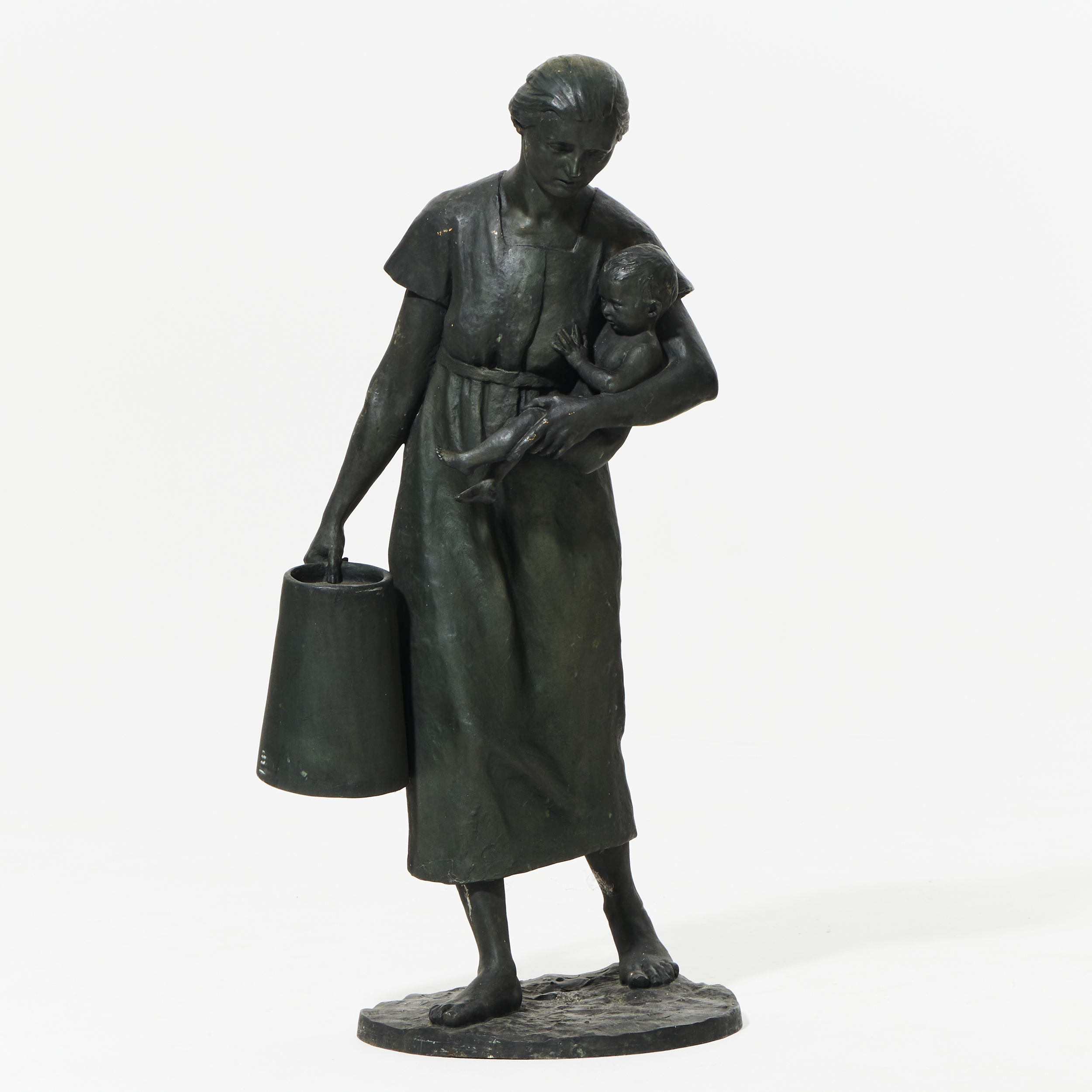 Artwork by Edvard Trulsson, Mor och barn, Made of patinated bronze