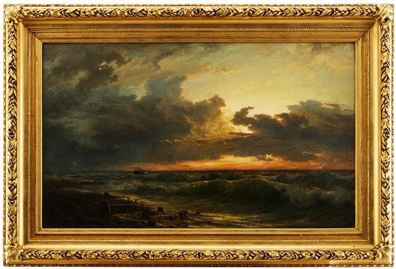 Skeppsbrott i solnedgång - Otto Sinding