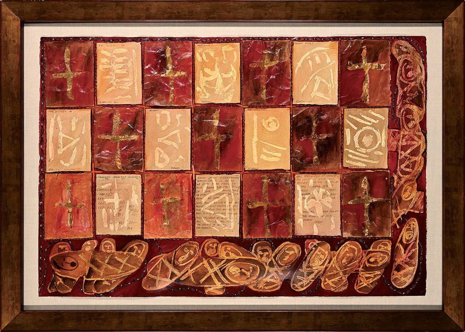 Artwork by Joane Cardinal-Schubert, Counter Pane, Made of mixed media and collage on paper