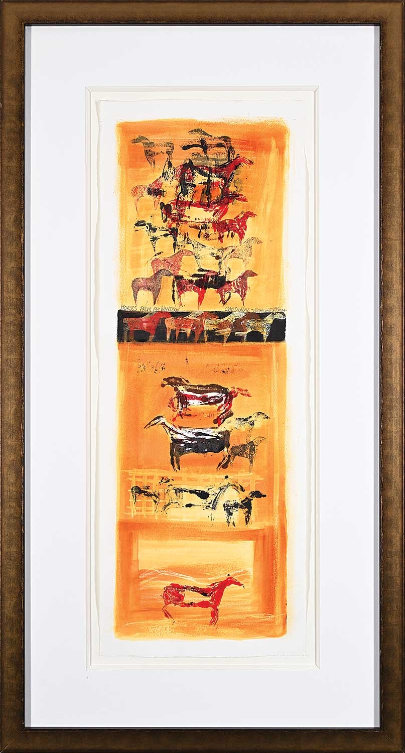 Artwork by Joane Cardinal-Schubert, Horses from My Window, Made of mixed media on paper