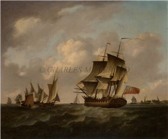 A FIFTH-RATE OF THE RED SQUADRON SAILING OFF BLACKWALL - Francis Holman