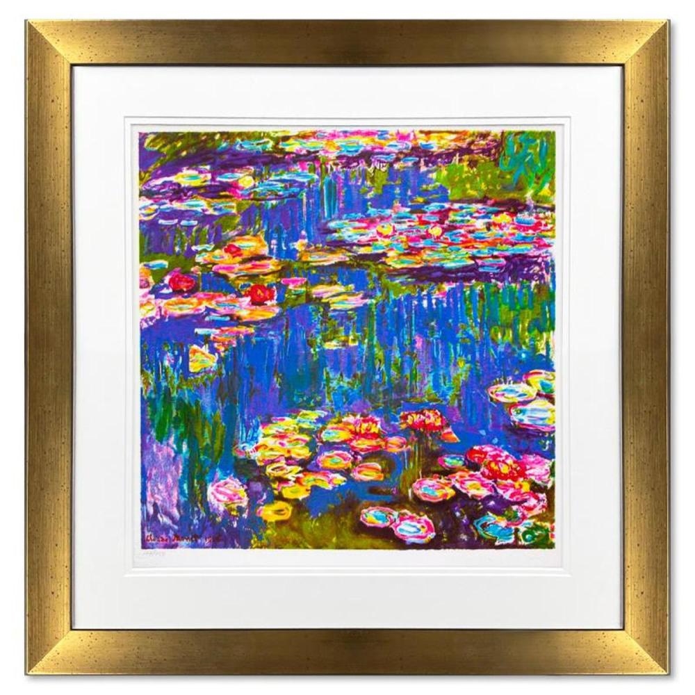 Artwork by Claude Monet, Claude Monet (1840-1926), "Mympheas" Framed Limited Edition Lithograph with Letter of Authenticity., Made of lithograph on paper