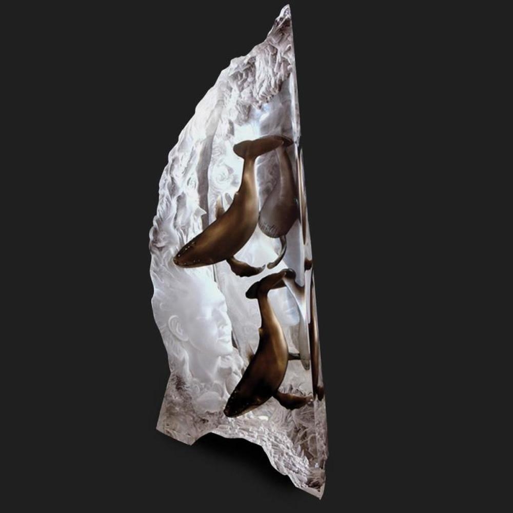 Artwork by Dan Medina, Trinity, Made of mixed media lucite sculpture