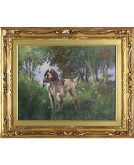 Scena di caccia con setter - Giovanni Meroli