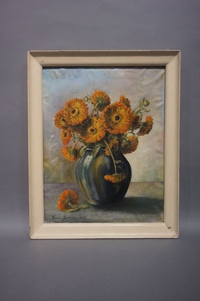Artwork by Pierre Guenon, Bouquet de soucis, Made of oil on canvas