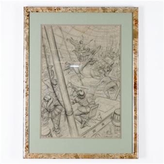 Circus Scene, Pencil on Paper, Signed - Hyman Bloom