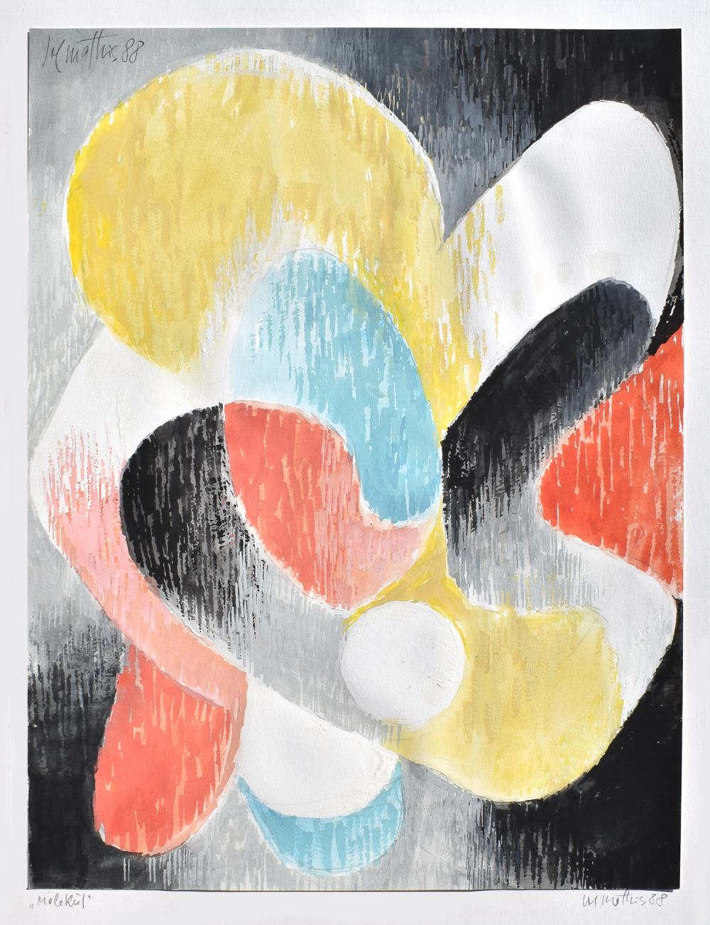 Josef Johann Mathis | Mathis Original Gouache Molecule Framed Swiss ...