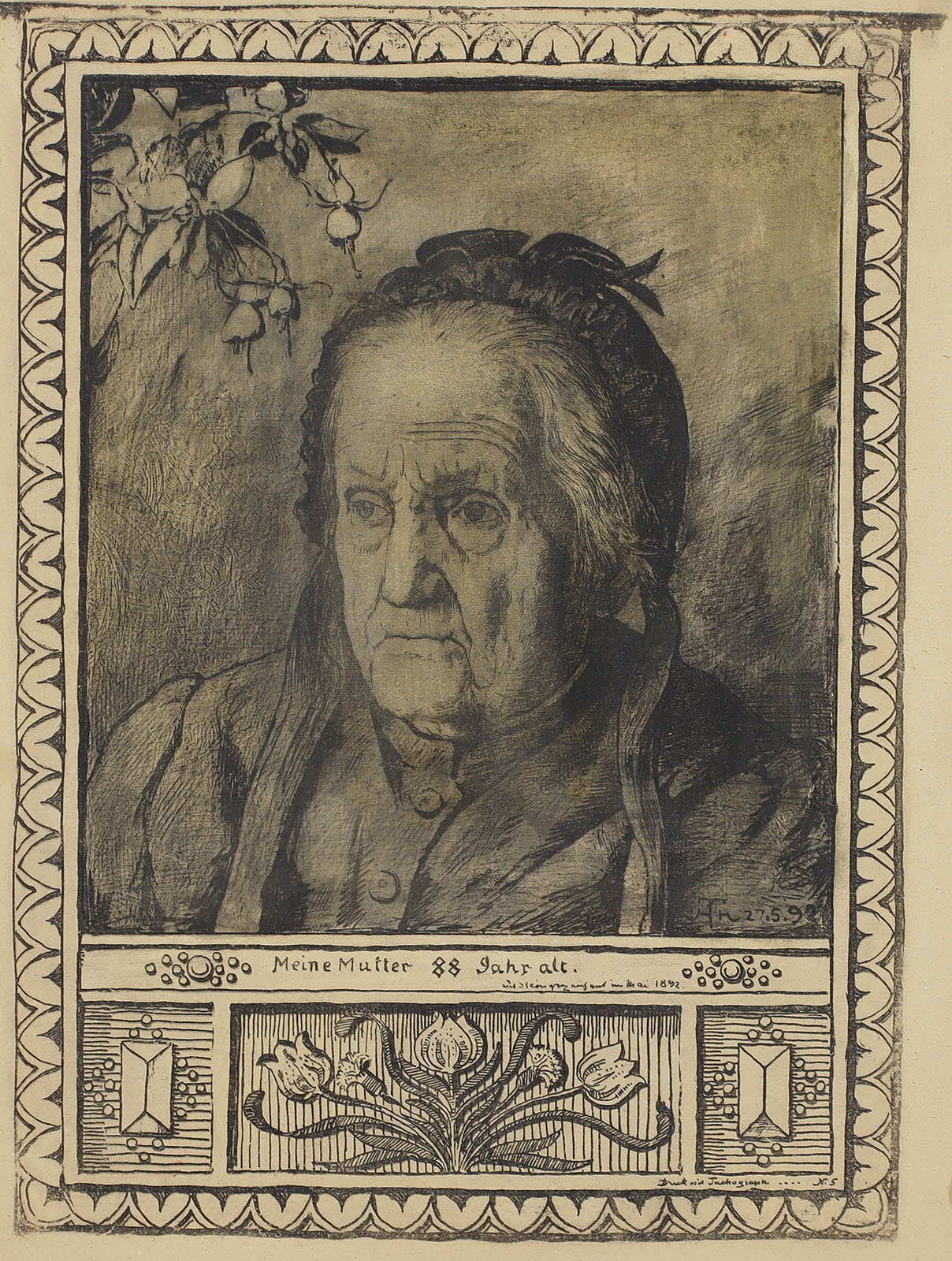 Artwork by Hans Thoma, Meine Mutter 88 Jahr alt