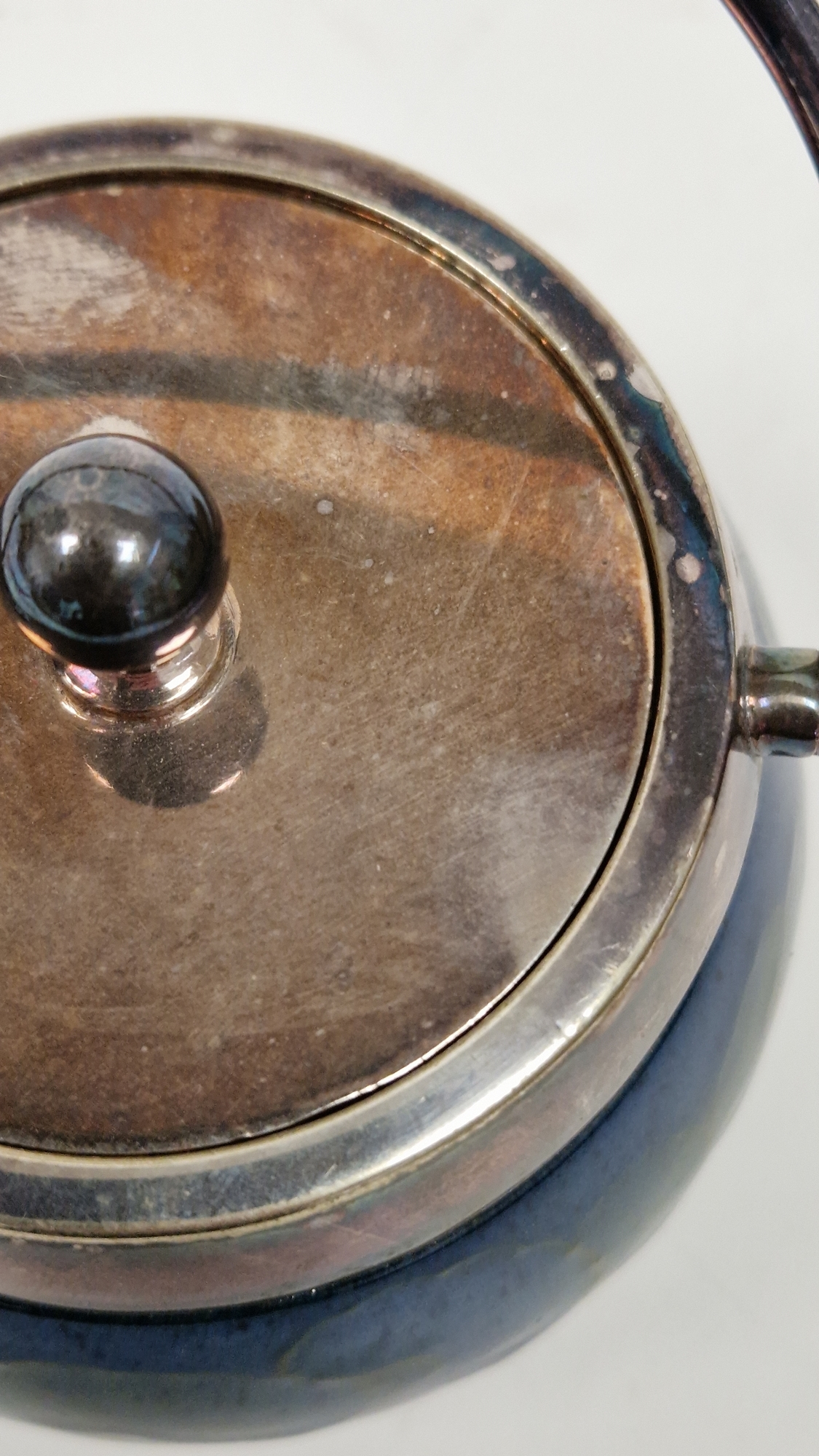Unknown | Moorcroft Moonlight Blue pattern silver-plated sugar pot and ...