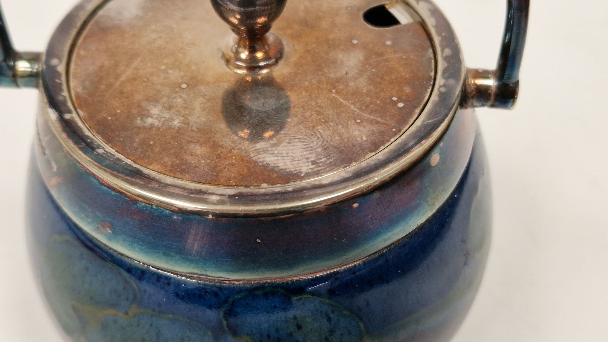 Unknown | Moorcroft Moonlight Blue pattern silver-plated sugar pot and ...