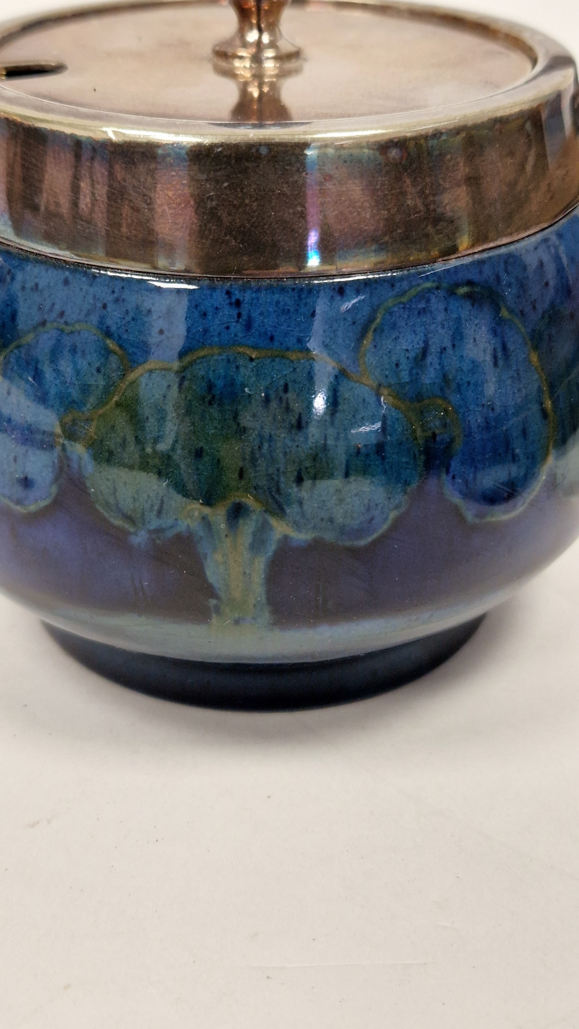 Unknown | Moorcroft Moonlight Blue pattern silver-plated sugar pot and ...