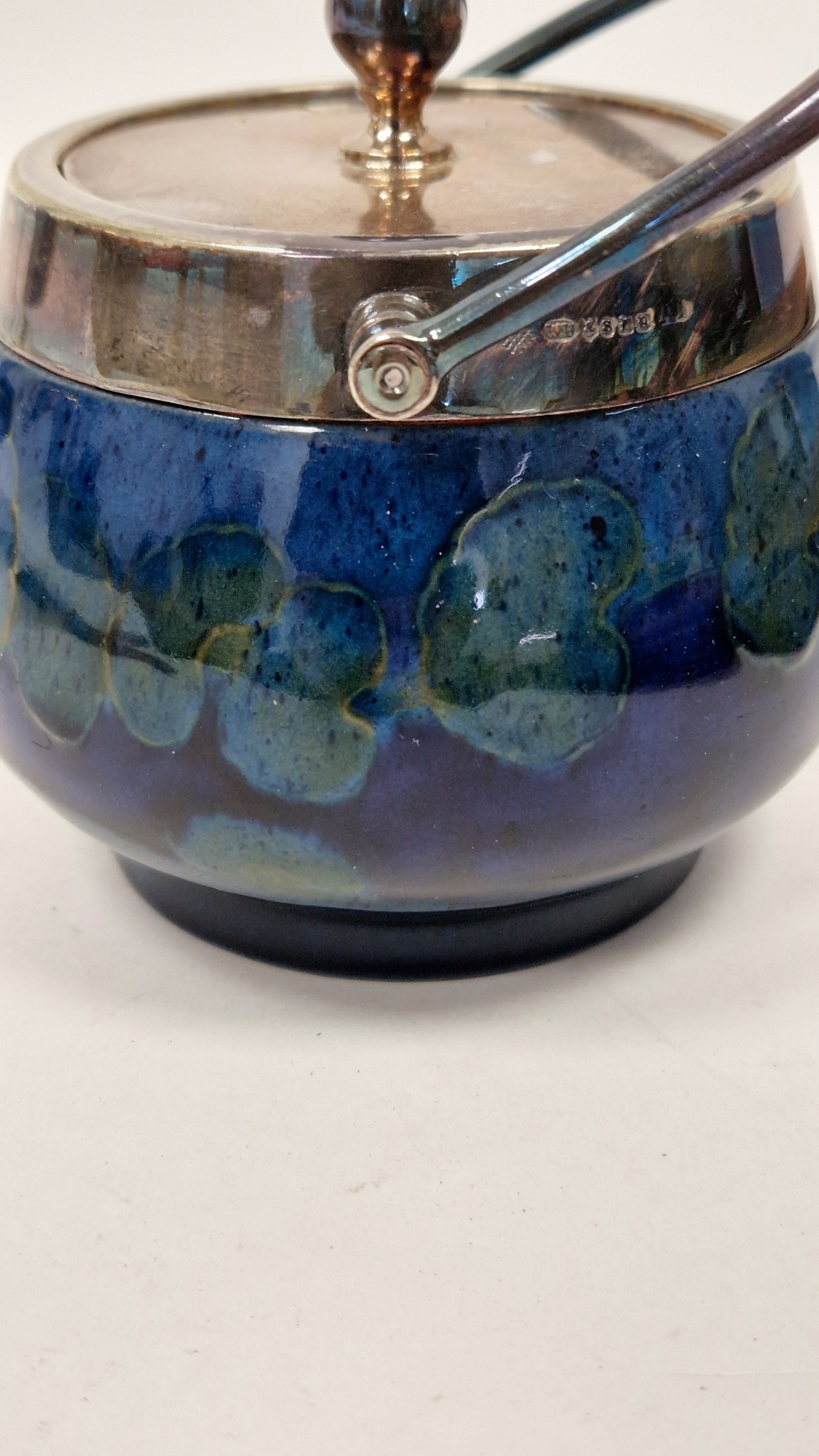 Unknown | Moorcroft Moonlight Blue pattern silver-plated sugar pot and ...