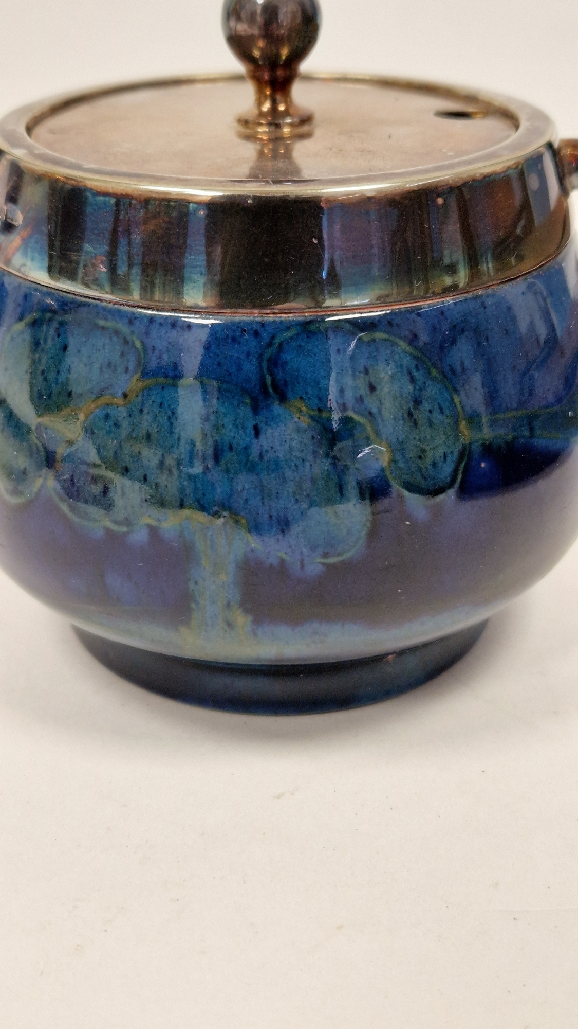 Unknown | Moorcroft Moonlight Blue pattern silver-plated sugar pot and ...