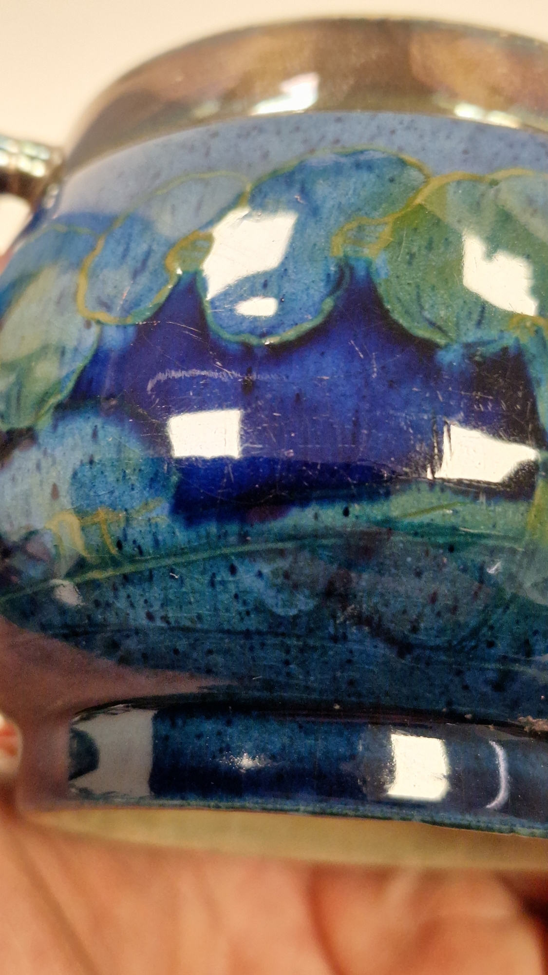 Unknown | Moorcroft Moonlight Blue pattern silver-plated sugar pot and ...