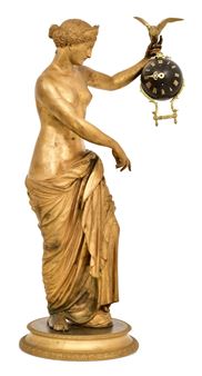 French Gilt Bronze Swinging Clock by Michele Amodio - Michele Amodio
