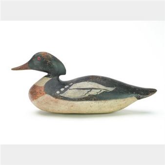 Exceedingly rare challenge grade red breasted merganser - Mason Decoy Factory
