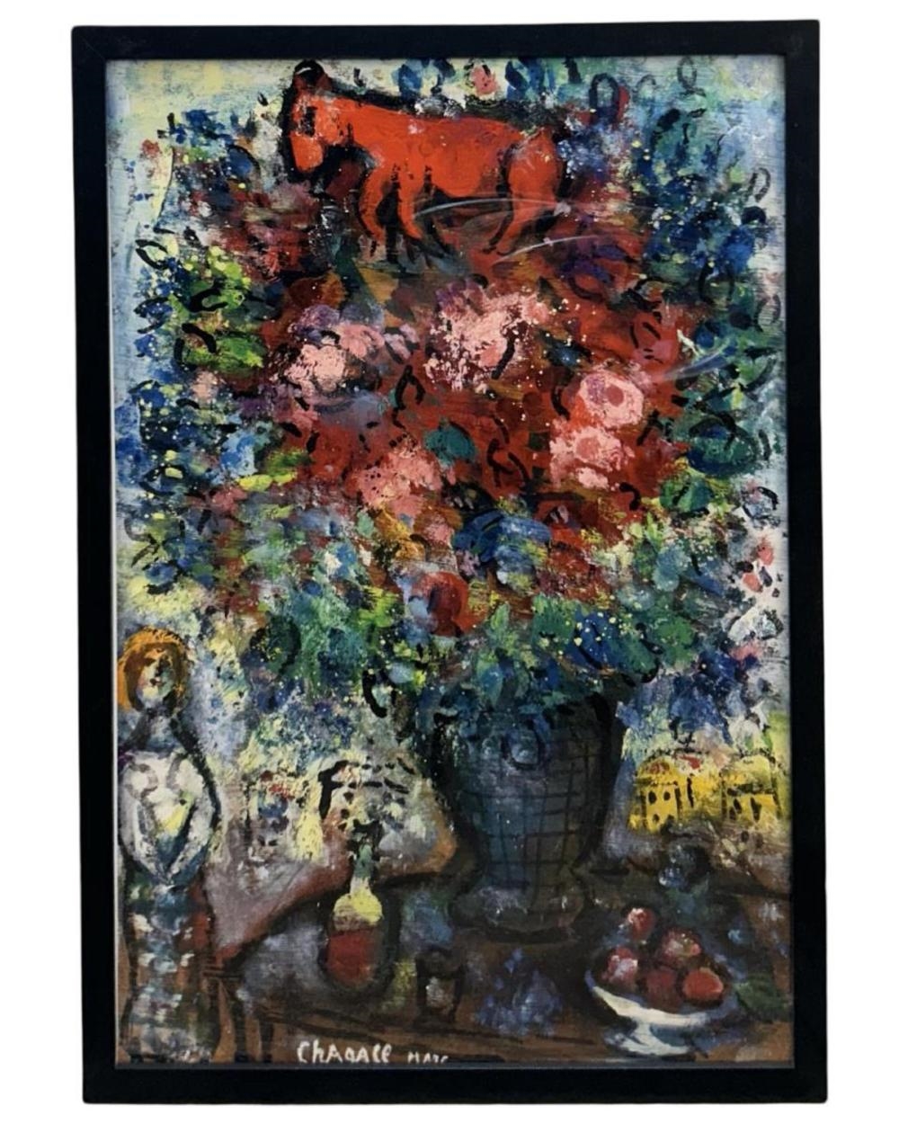 Marc Chagall | Marc Chagall Red Bouquet Fine Canvas Print | MutualArt