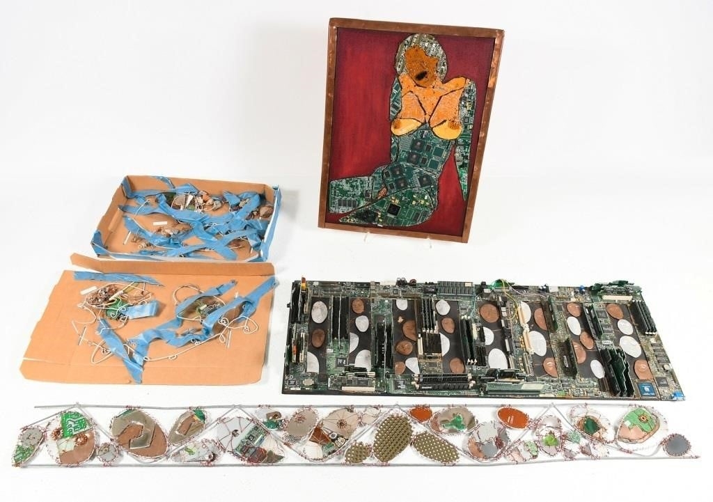 Artwork by Jeffrey Fogelman, MULTI PC. JEFFREY FOGELMAN COMPUTER FOLK ART LOT, Made of mixed metals