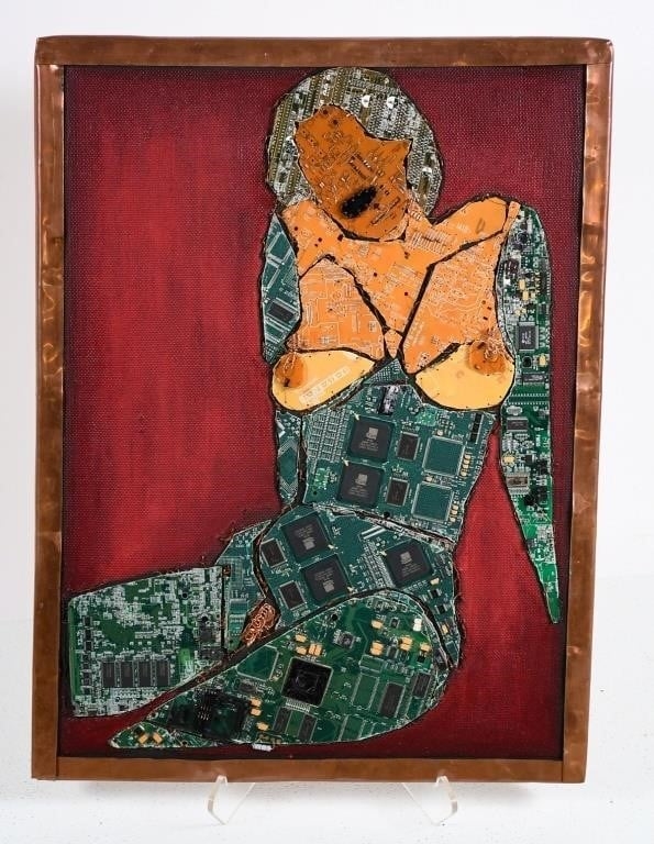 Artwork by Jeffrey Fogelman, MULTI PC. JEFFREY FOGELMAN COMPUTER FOLK ART LOT, Made of mixed metals