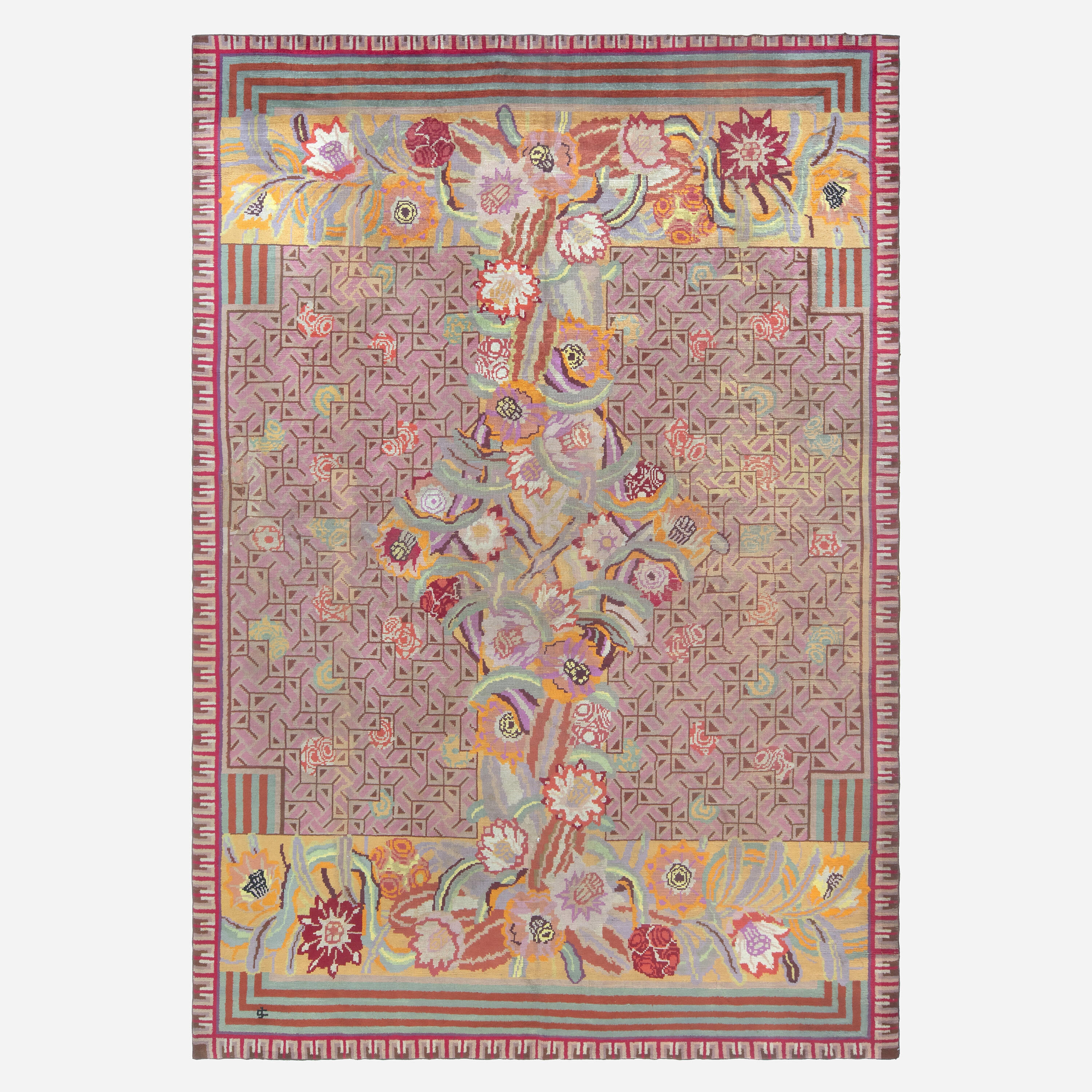 Artwork by Jules Coudyser, Art Deco pile carpet, Made of hand-woven wool