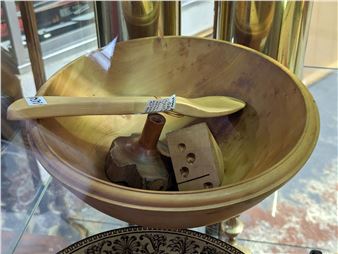 HUON PINE BOWL, SPOON, VASE AND LABEL HOLDER - Peter Gorring