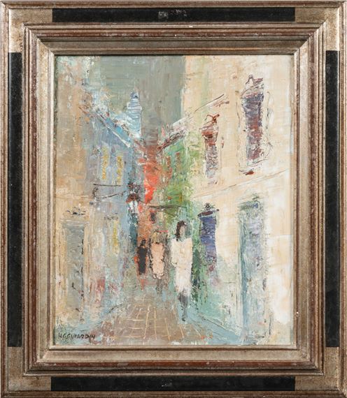 Henri-Gilles GIRARDIN (1923-2013). Rougeoiement dans la rue. Huile sur toile. Signé en bas à gauche. Titré au dos. 65 x 54 cm. OH by Henri-Gilles Girardin